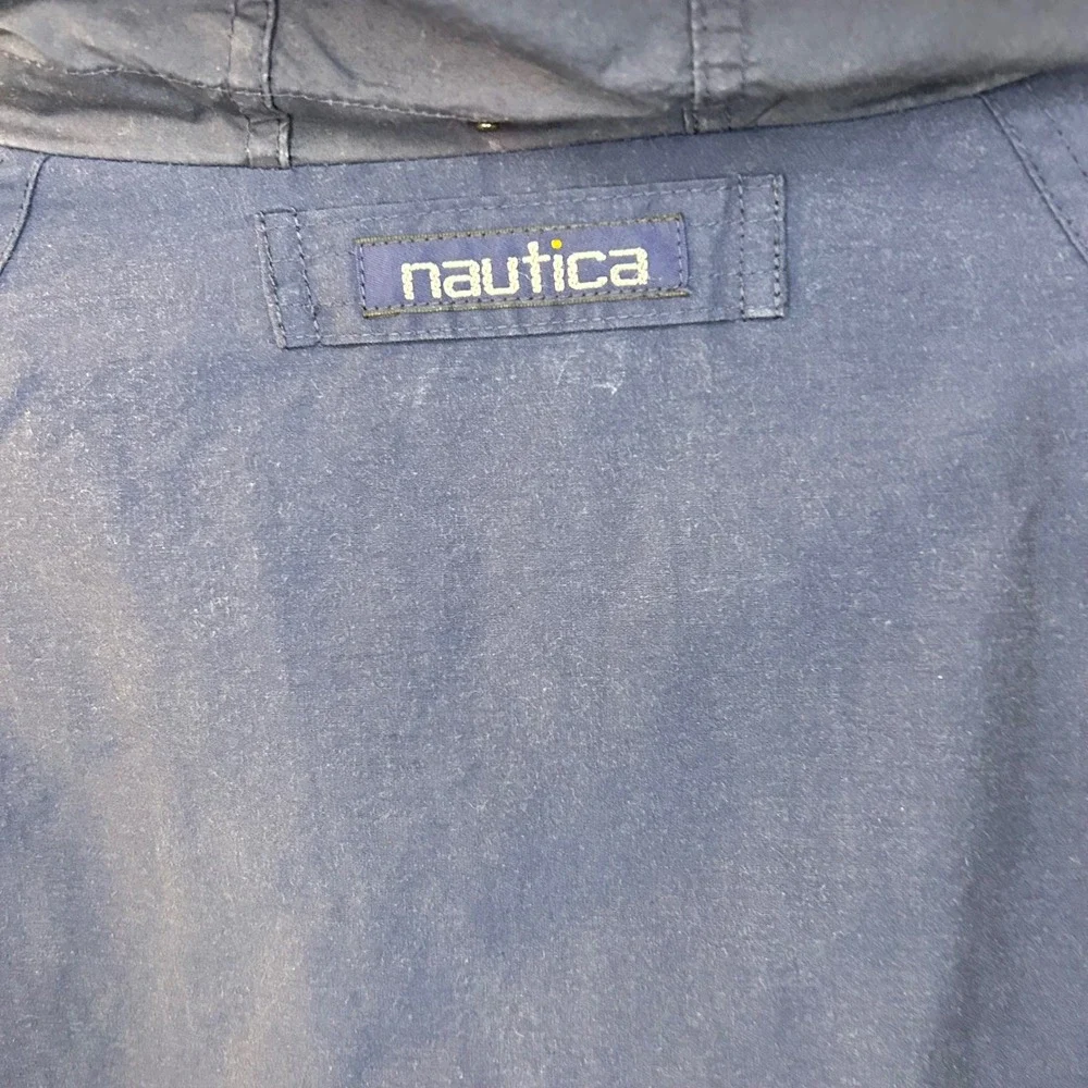 VTG 90s Nautica Challenge J-Class Sailing Jacket Navy Red XXL Hooded Windbreaker